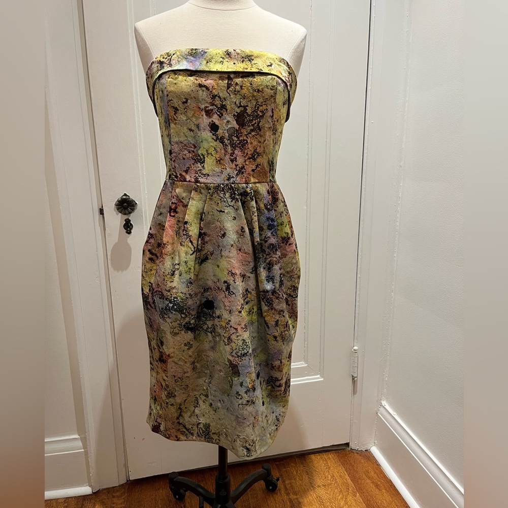 Elegant McGinn Multicolor Strapless Dress from Anthropologie